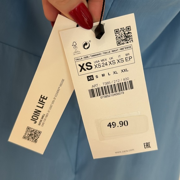 NWT Zara Cut Out Midi Dress Blue Halter XS - Picture 13 of 13